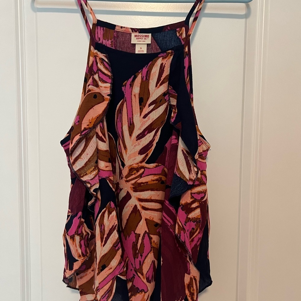 Mossimo Supply Co. Women's Pink and Brown Patterned Tank Top